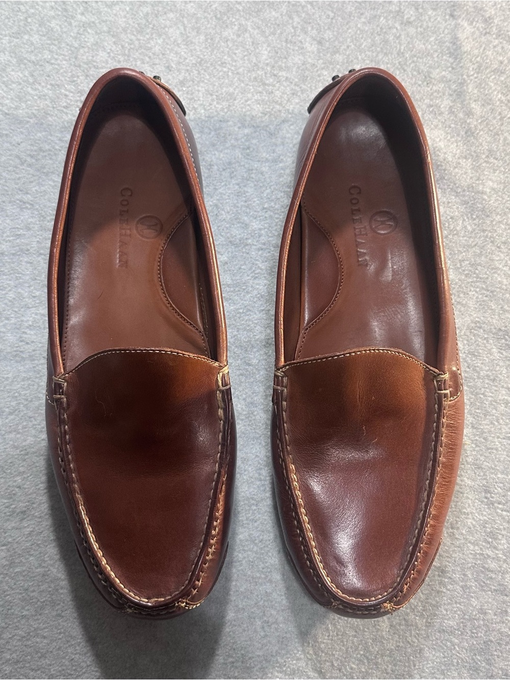 Cole Haan Men’s 11 Brown Leather Driving Loafers Moc Toe Slip On Shoes
